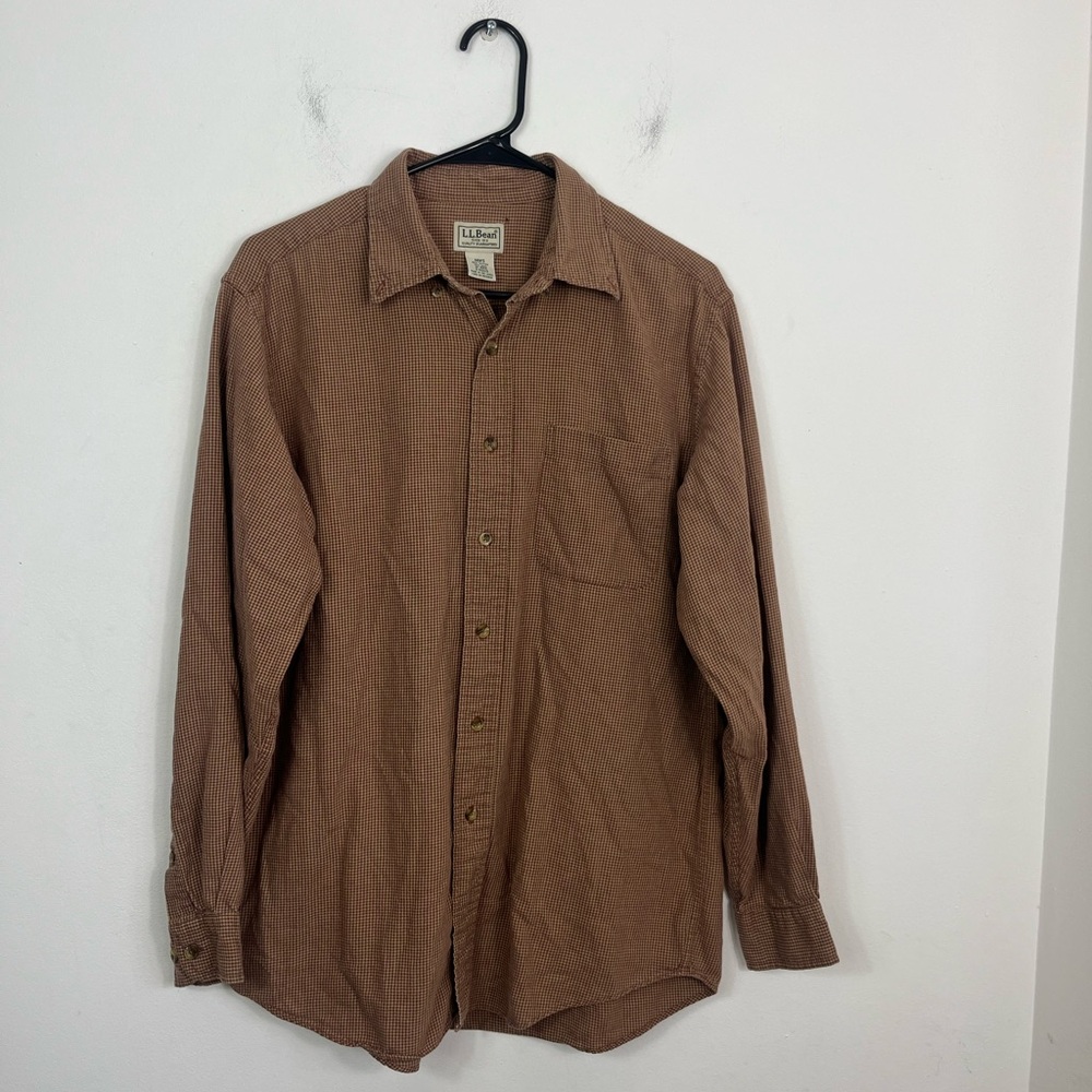 L.L. Bean Houndstooth Cotton/Wool Button Down Sz M